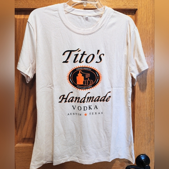 Amazon Tops - Tito's Handmade Vodka T-Shirt, Apricot, M